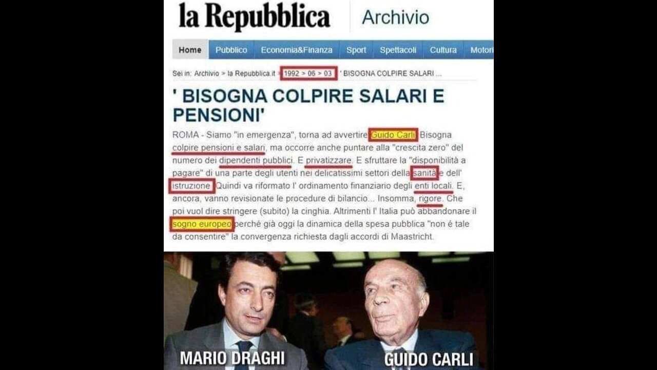 NWO, ITALIA: Mario Draghi il Liquidatore Vile Affarista Cossiga, Formica, Lannutti, Forciniti