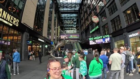 CELTICS Boston 4K Walking Tour North Station Celtics Game- Catch the Crowd of Cs Fans HUB HALL