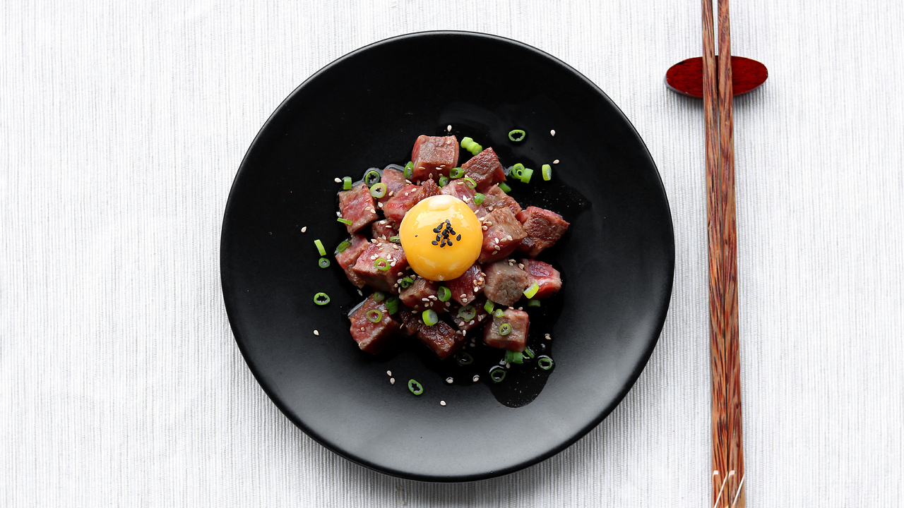 Extraordinary dishes: Wagyu tartare with onsen tamago