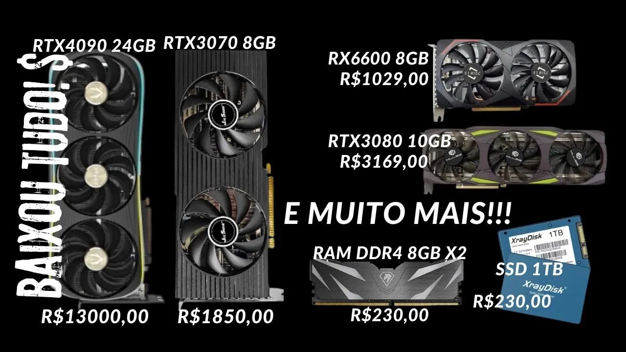 Baixou Mais! Tem até RTX4090 24GB Agora! Hora de Comprar VGA RTX 3070, 2080, 2060, RX 580, NMVE, RAM