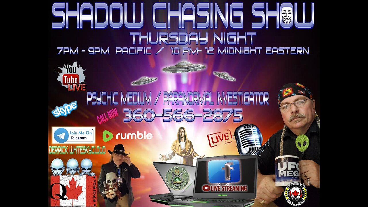Shadow Chasing Show - Between 2 Worlds Radio with host Derrick Whiteskycloud 31-8-2023