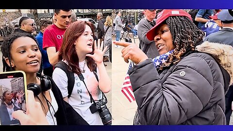 Black Woman SCHOOLED Anti-Trump Protesters Outside Manhattan Courthouse