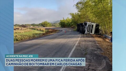 MGC-418: Duas Pessoas Morrem e uma fica Ferida após Caminhão de Boi Tombar em Carlos Chagas.