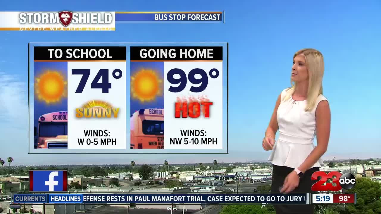 Hot and sunny for the first day of school tomorrow