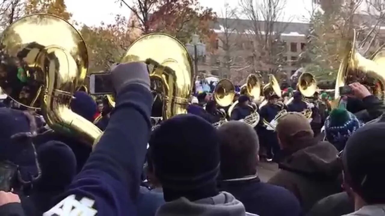 The University of Notre Dame marching band Here come the Irish vs Northwestern University football