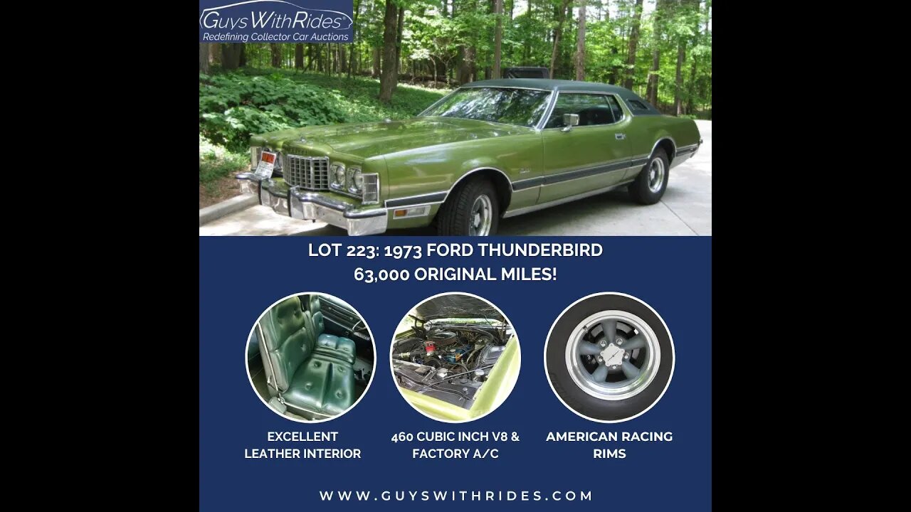 1973 Thunderbird For Sale at Auction. Watch this Walk-Around and Startup Video and Place Your Bid!