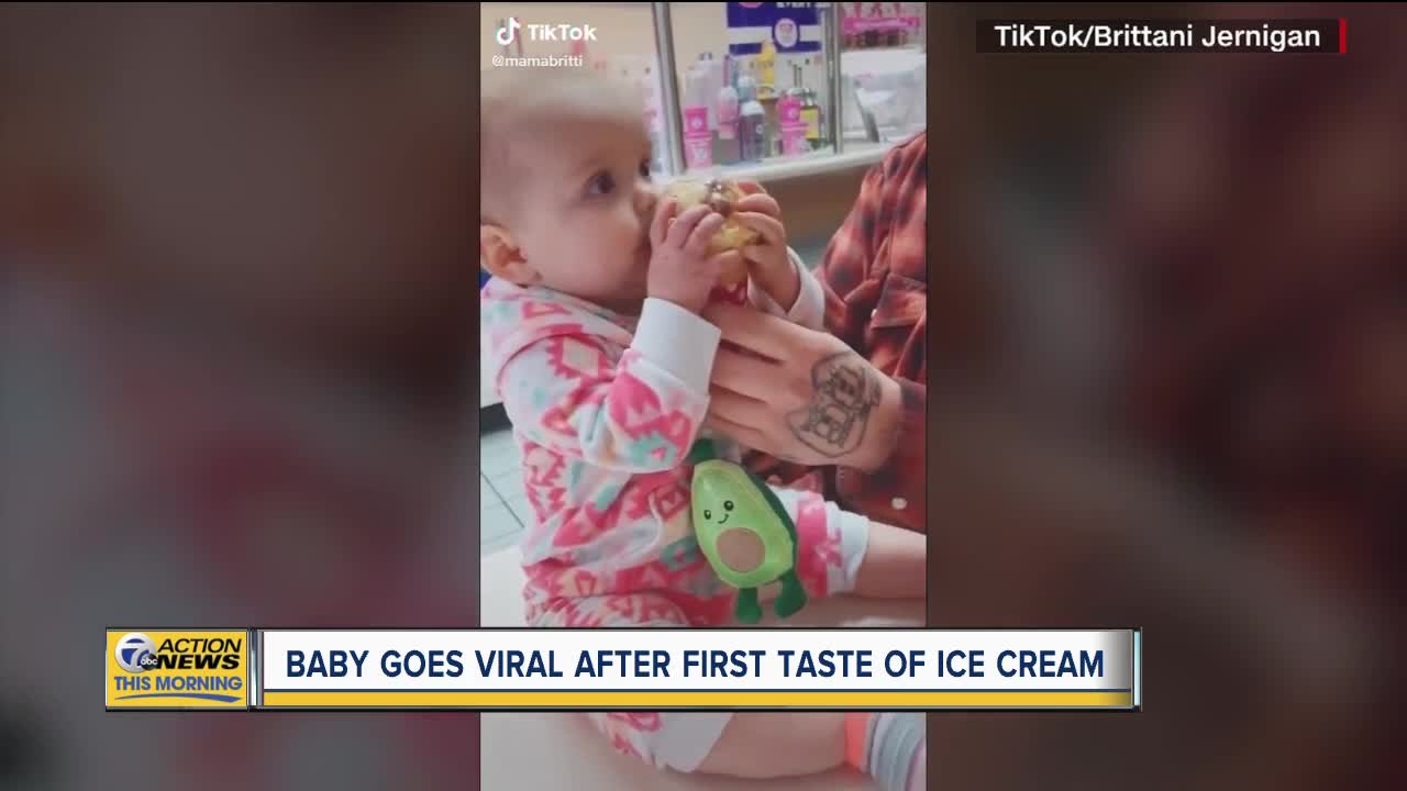 Baby goes viral after first taste of ice cream
