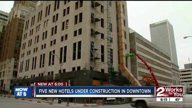 Five new hotels under construction in downtown Tulsa