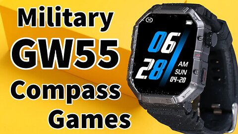 GW55 Smartwach New 2023 Miltary with 2,02 Screen Compass Games pk K55
