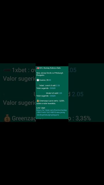 SUREBETS Arbitragem Aposta Esportiva NHL Hockey no Gelo