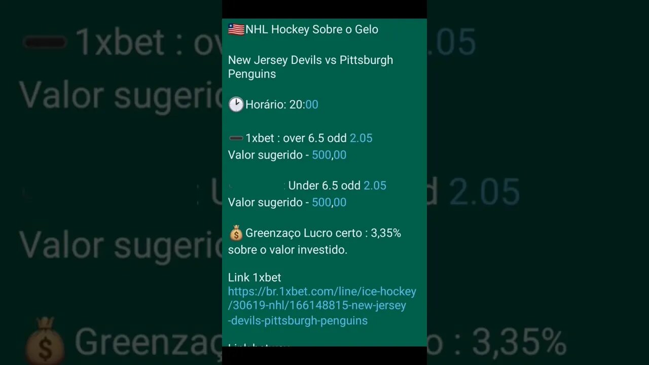 SUREBETS Arbitragem Aposta Esportiva NHL Hockey no Gelo