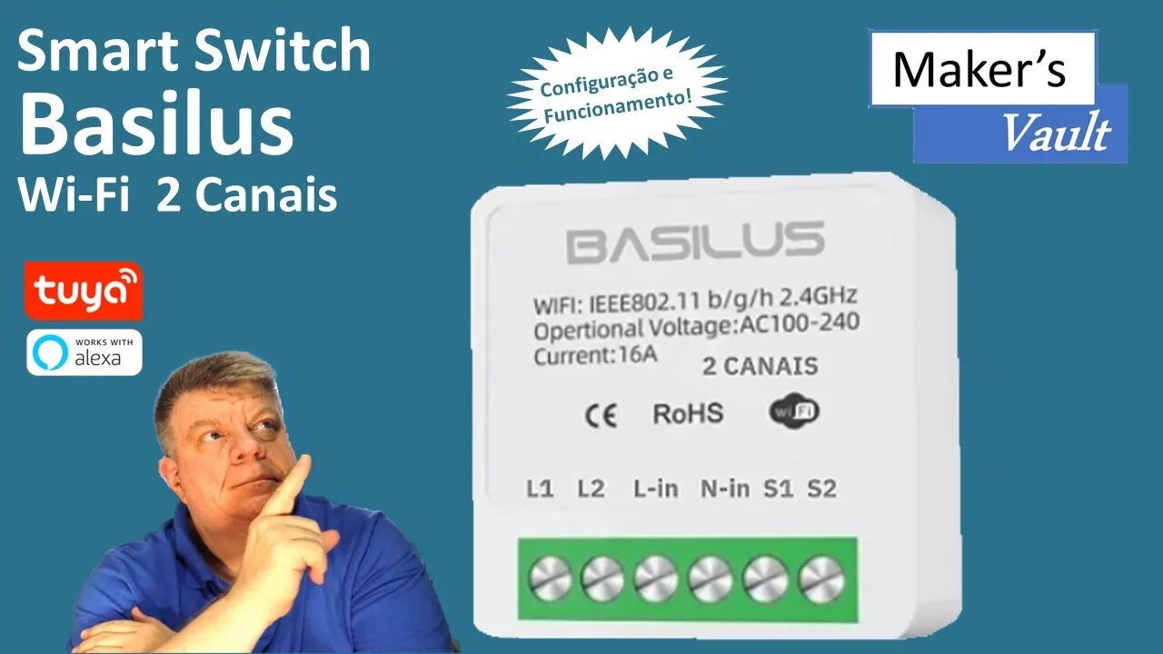 Basilus Mini Switch inteligente Wi Fi de dois canais – Use com Alexa