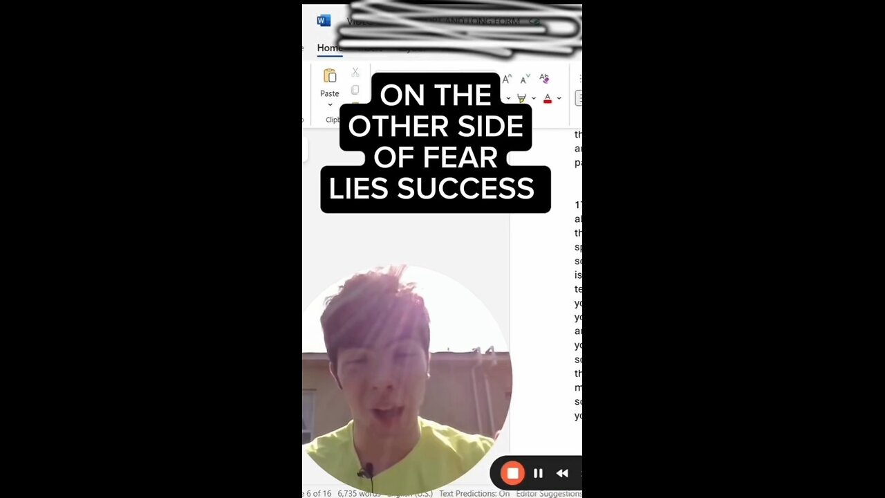 ON THE OTHER SIDE OF FEAR LIES SUCCESS