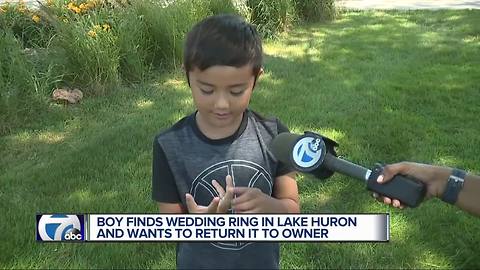 9-year-old boy finds wedding ring on Lake Huron, wants to return to owner