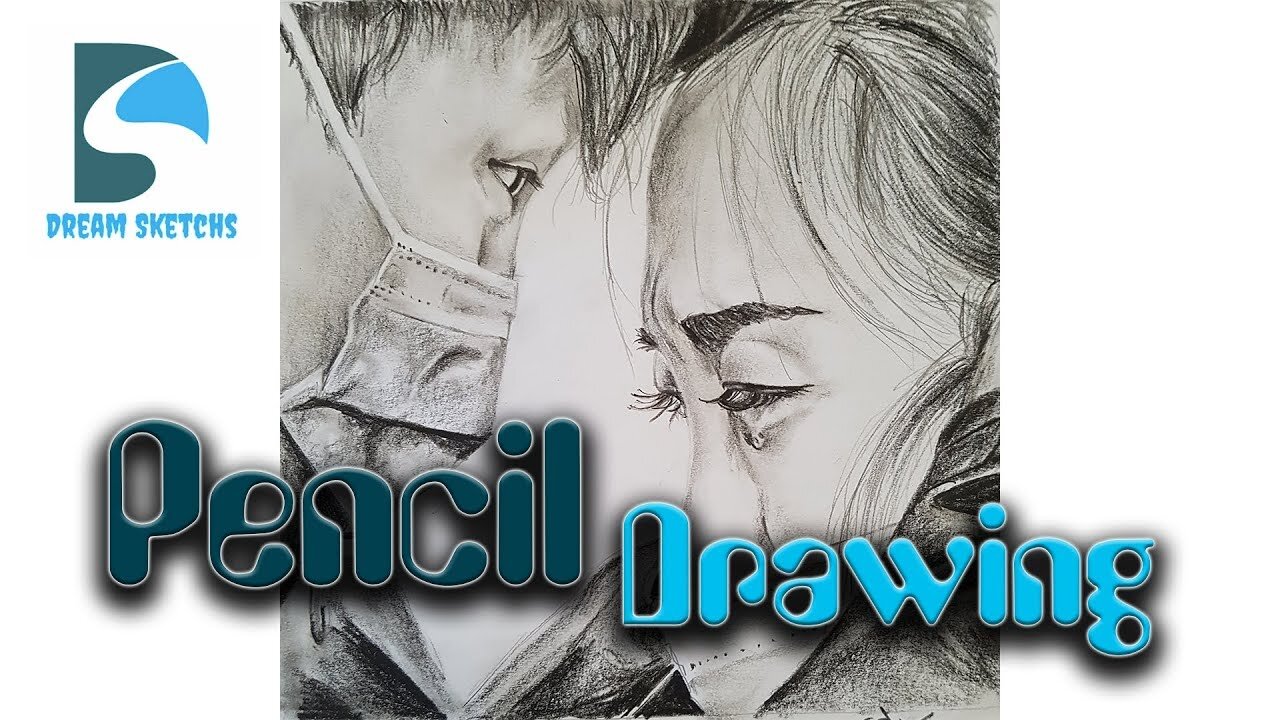 Corona Pencil drawing || couple with mask for corona || || Graphite pencil