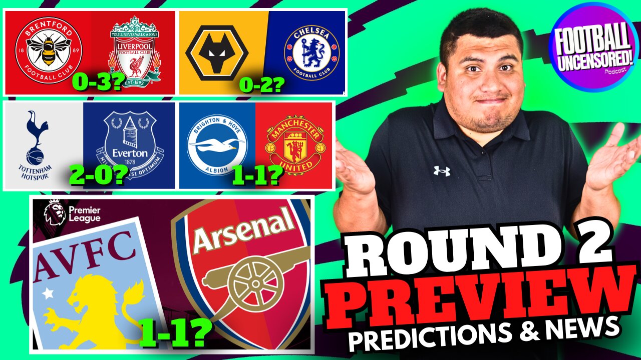 EPL Match-Week 2 Predictions! Villa-Arsenal | Brighton-Man Utd | Spurs-Everton | Man City-Ipswich