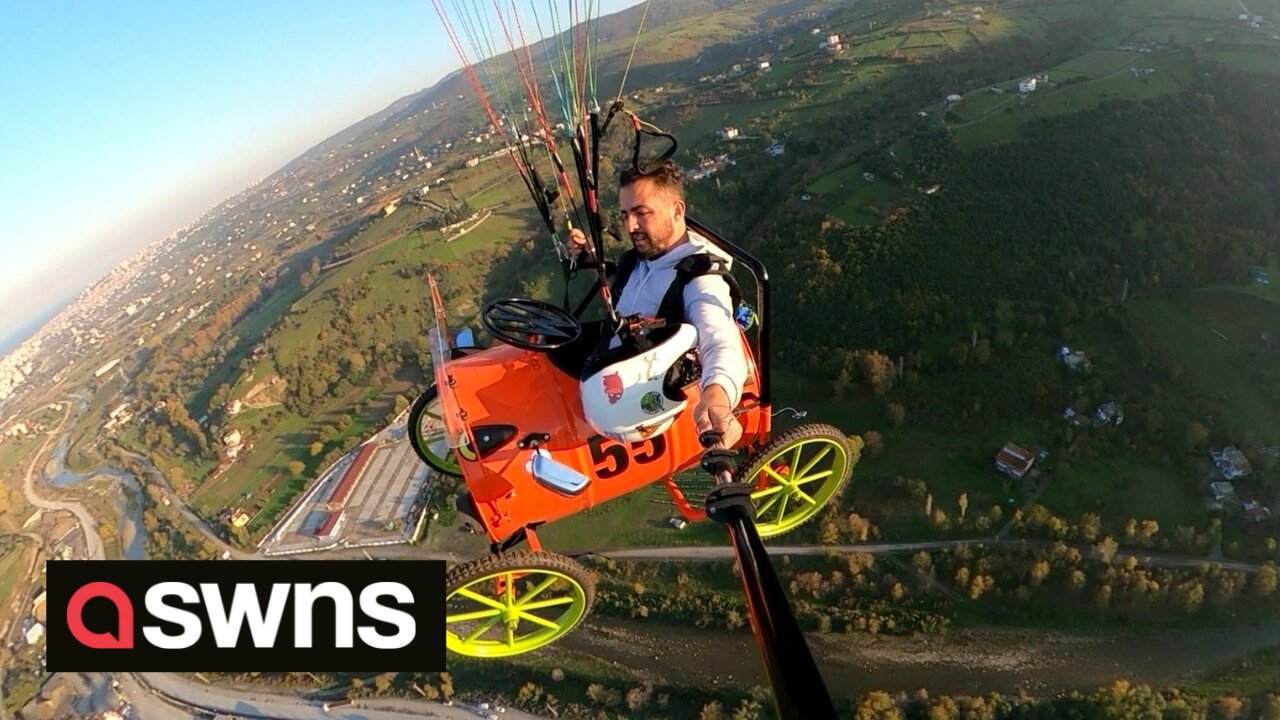 Turkish athlete drives a FLYING CAR - resembling Chitty Chitty Bang Bang