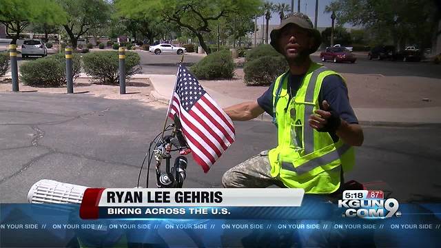 Man rides bike across US to raise awareness for Gold Star kids