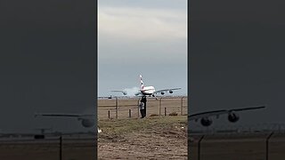 Airbus A380 landing at DFW Airport