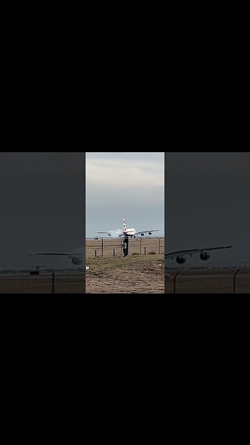 Airbus A380 landing at DFW Airport