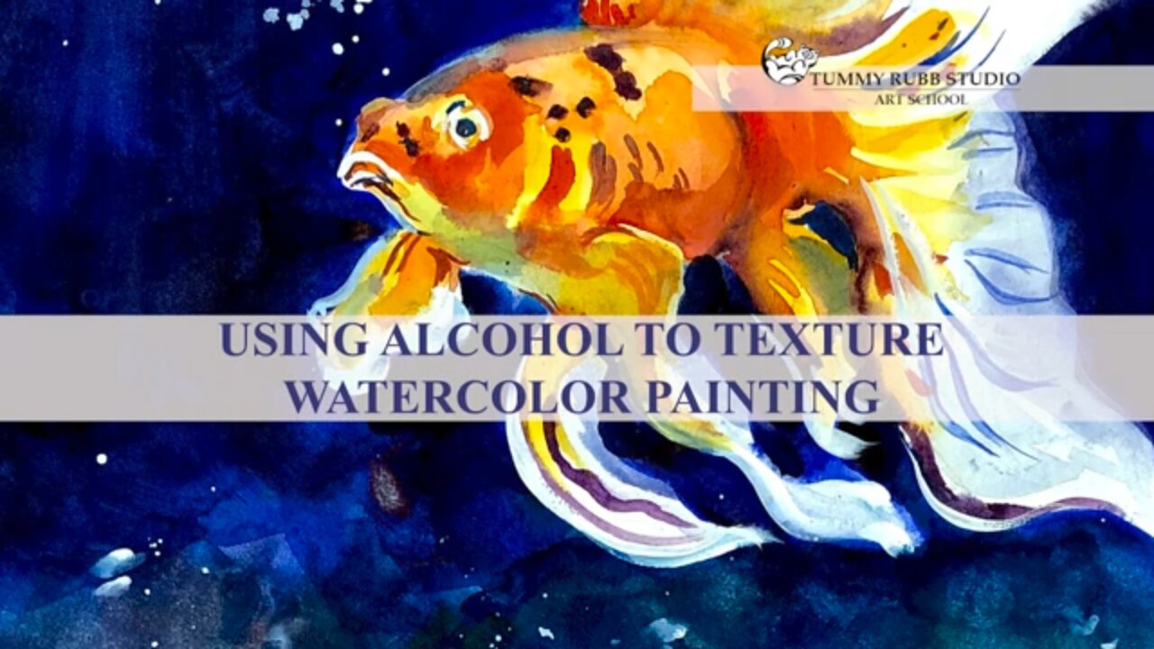 Easy goldfish portrait in watercolor: negative painting and using salt for texture