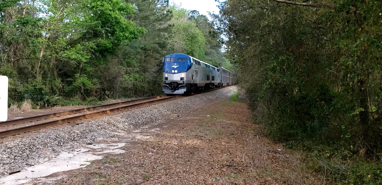 Amtrak Auto Train passes through Green Cove Springs, Florida.