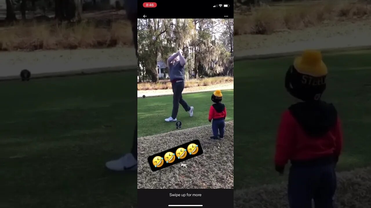 Littlw boy goes wild for his dads golf tee shot! #golf #tomgillisgolf #funnyvideo