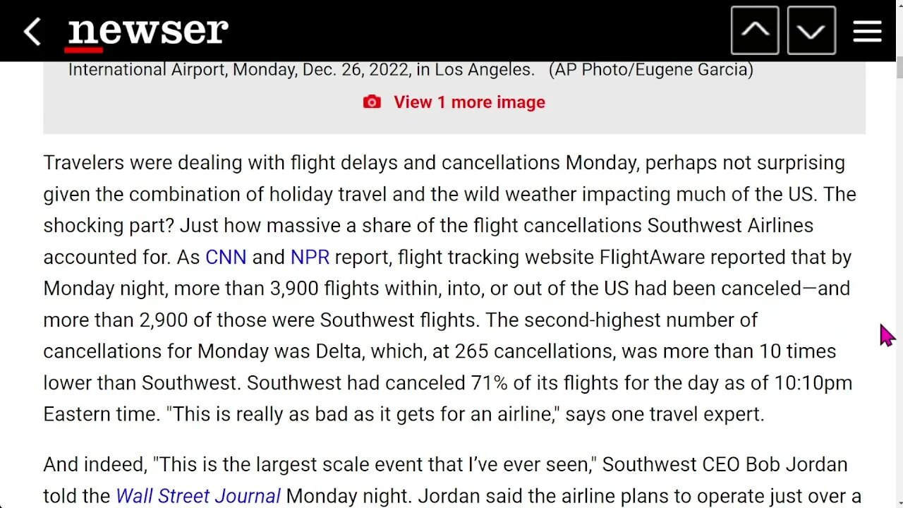 🟨 取消的西南航空公司航班數量相當瘋狂
