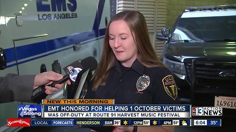 EMT honored for helping 1 October victims