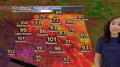 Highs over 100 degrees in Phoenix