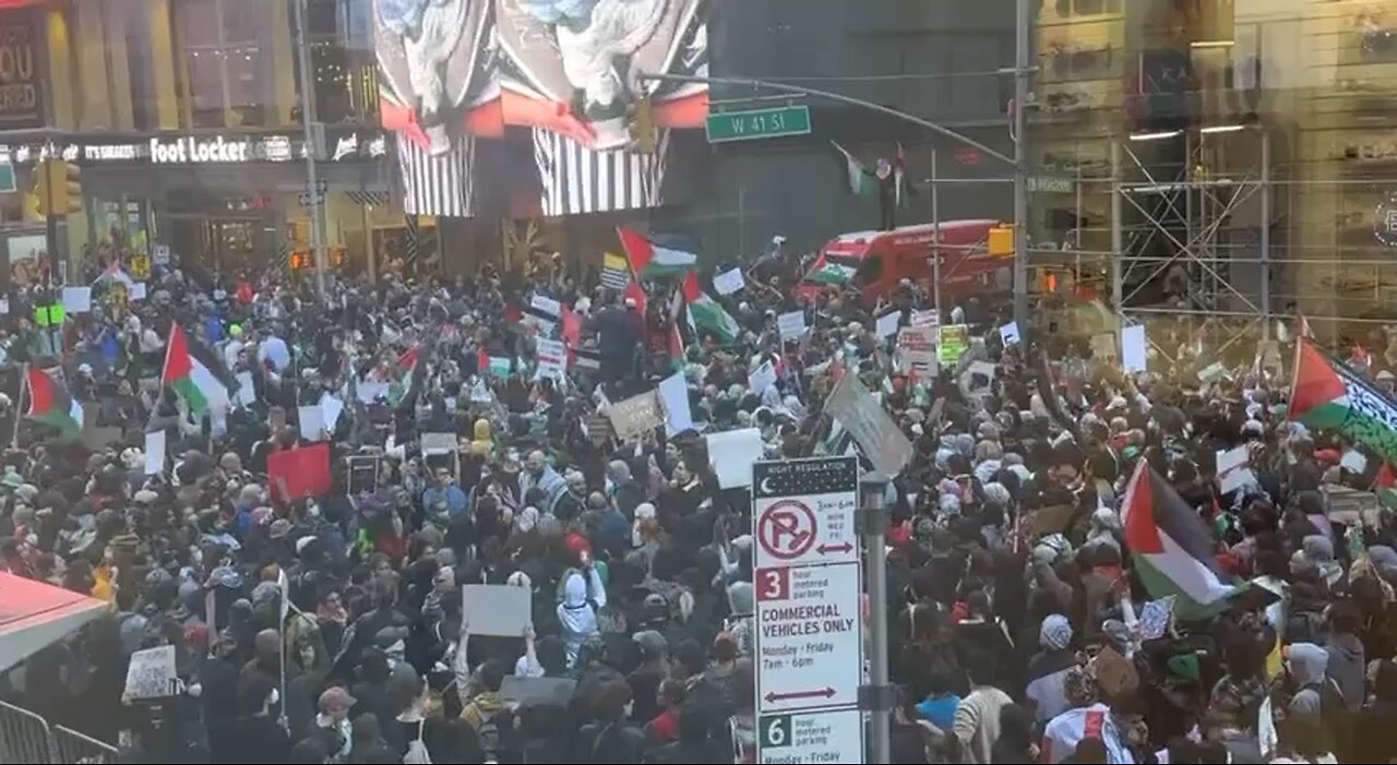 Times Square NYC with huge pro Palestinian support!