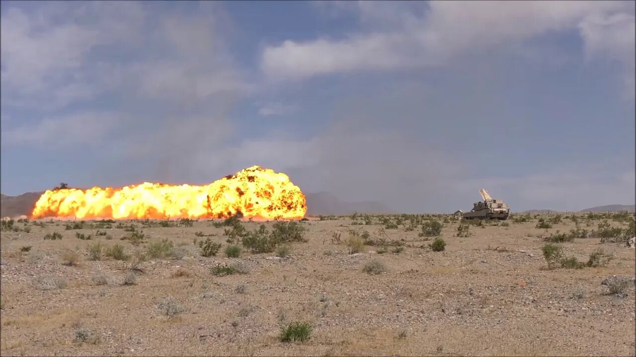 Assault Breacher Vehicle Detonates 100 Meter Explosion to Clear Mine Field