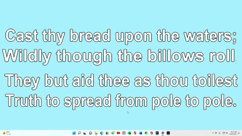 Cast Thy Bread upon the Waters Verse 2