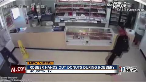 Thief hands out donuts during robbery