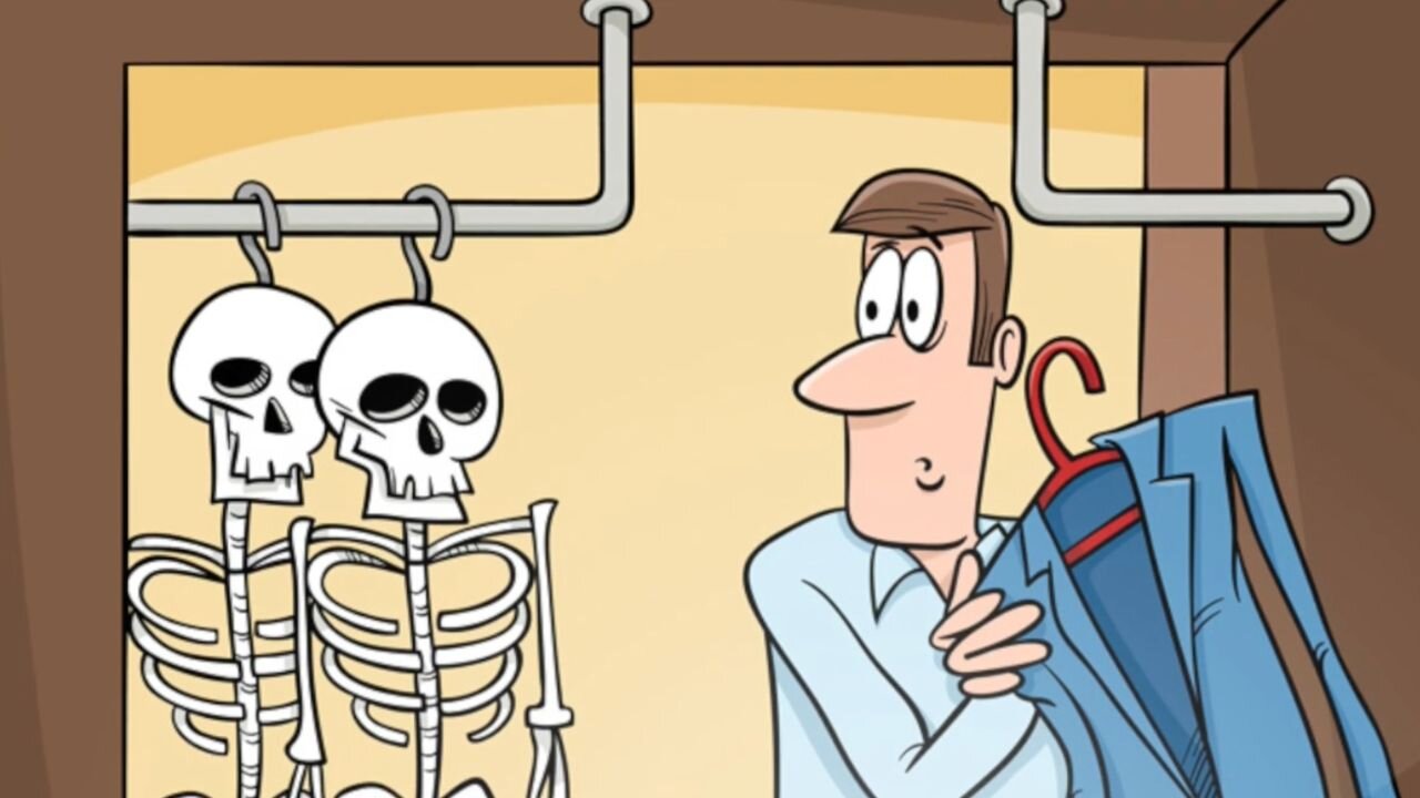 Idiom: Skeleton in the closet (meaning, example, pronunciation)