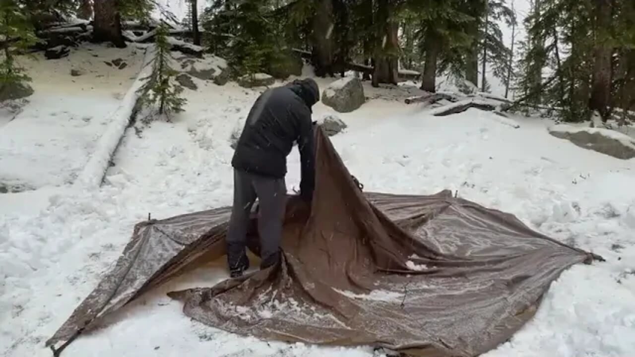 Hot $ Tent $ Camping $ In $ A $ Snowstorm