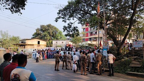 adivasi people make road jam