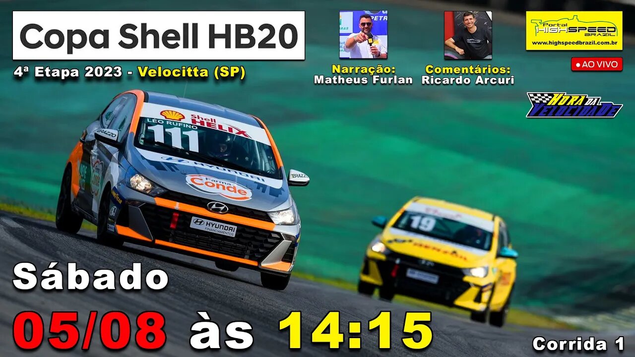 🔴 COPA SHELL HB20 | Corrida 1 | 4ª Etapa 2023 | Velocitta (SP) | Ao Vivo