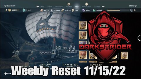 Assassin's Creed Odyssey- Weekly Reset 11/15/22