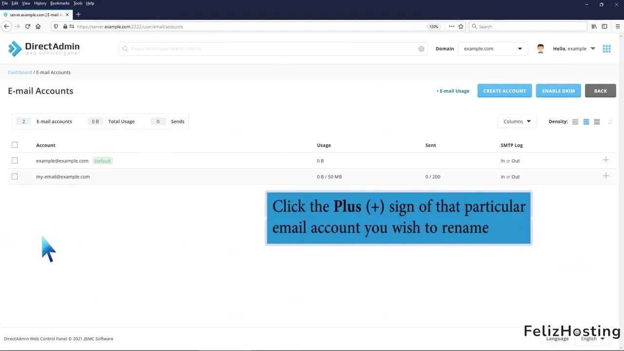 How to rename your email address in DirectAdmin FelizHosting
