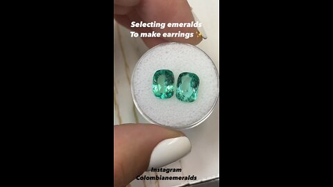 Selecting and Making earrings with loose fine Colombian emerald pairs listed for sale