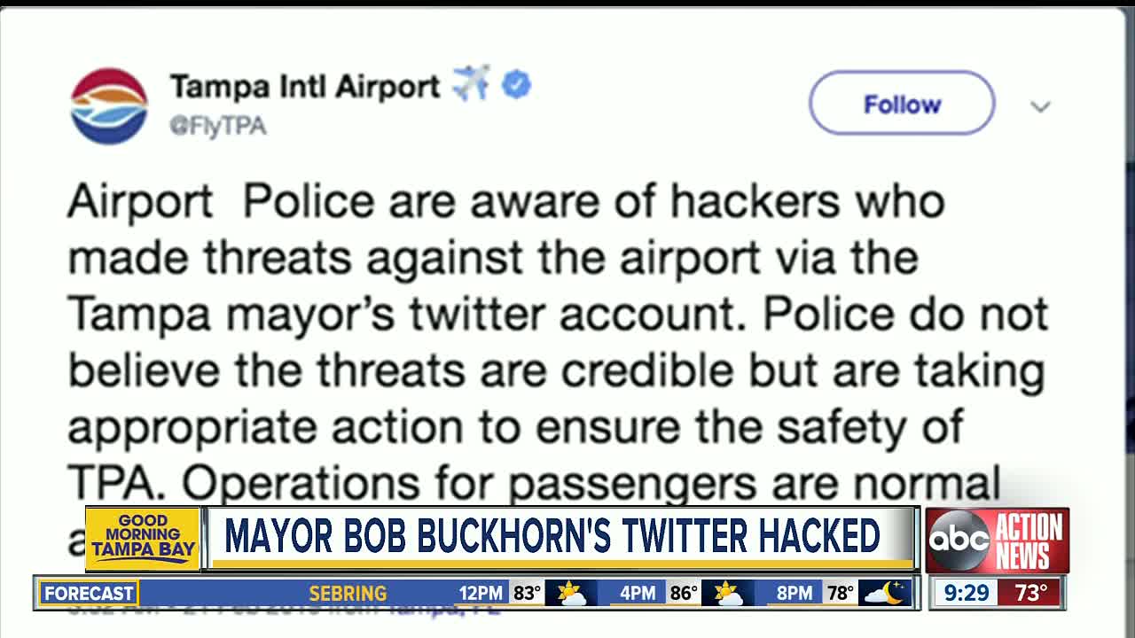 Tampa Mayor Bob Buckhorn's Twitter account hacked weeks before mayoral election; police say threats not credible