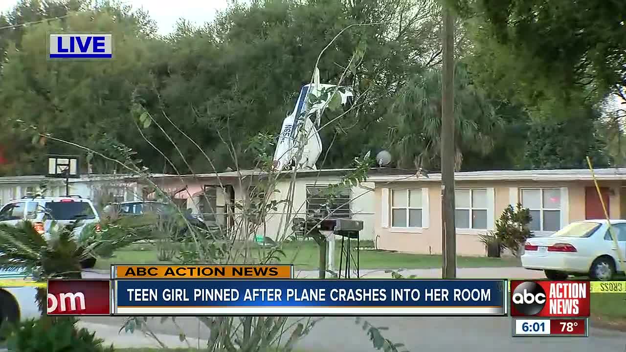 17-year-old survives with minor injuries after plane crashes through Winter Haven home, pins her against wall