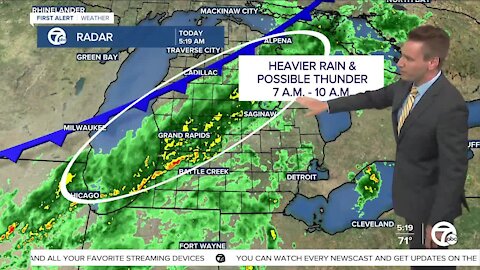 Metro Detroit Forecast: Morning rain; cool down coming