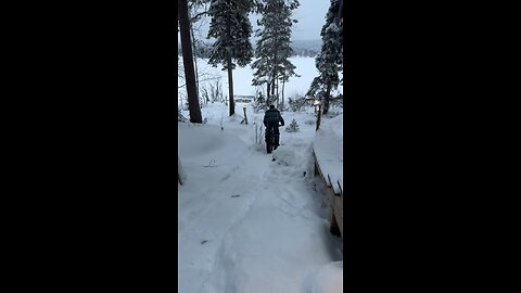 Riding a bike on snow!