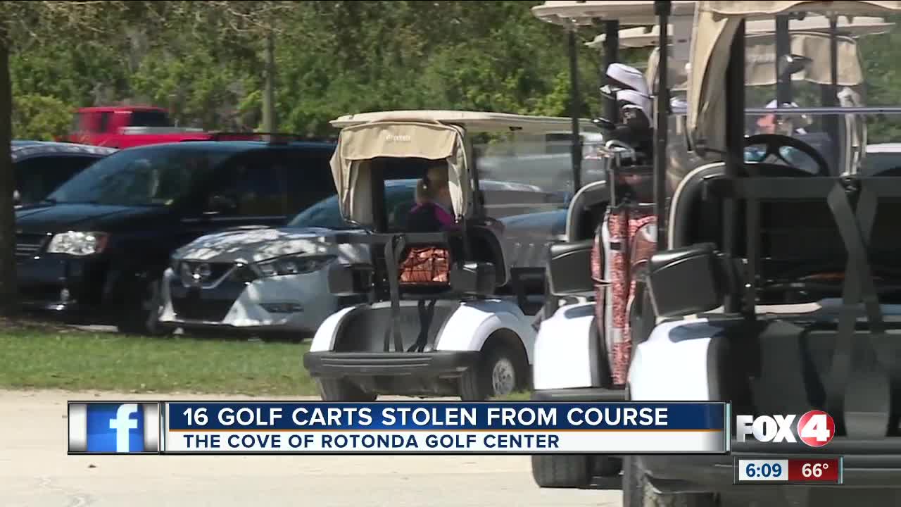 Sixteen golf carts were stolen from a Port Charlotte golf course