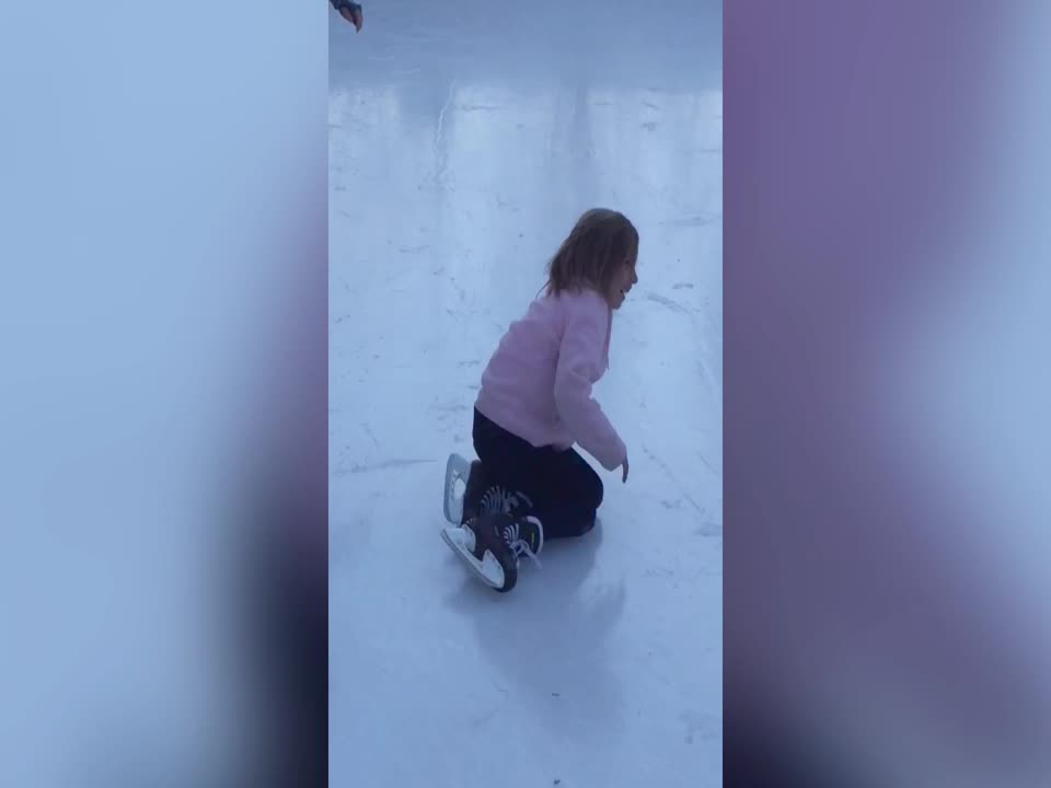 Cute Little Girl has Trouble Ice Skating