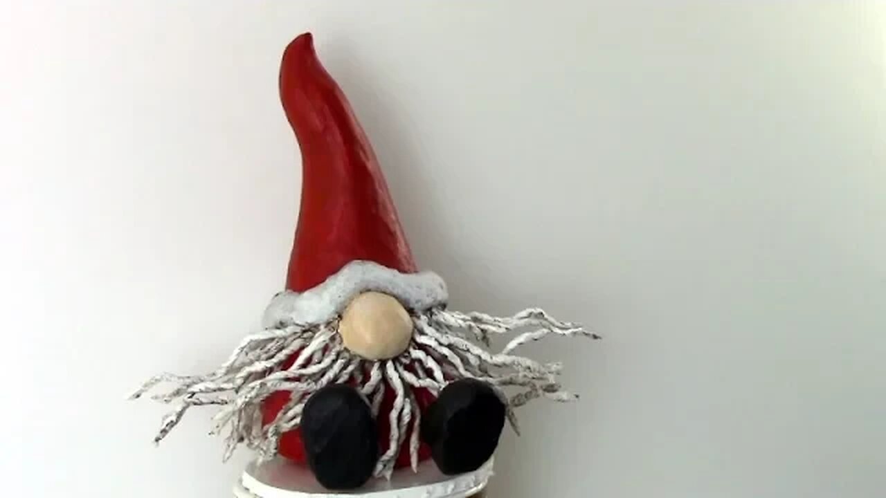 Easy-to-Make "Santa" Gnome with Paper Mache