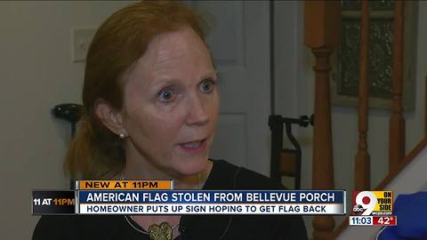 American flag stolen from Bellevue woman's porch