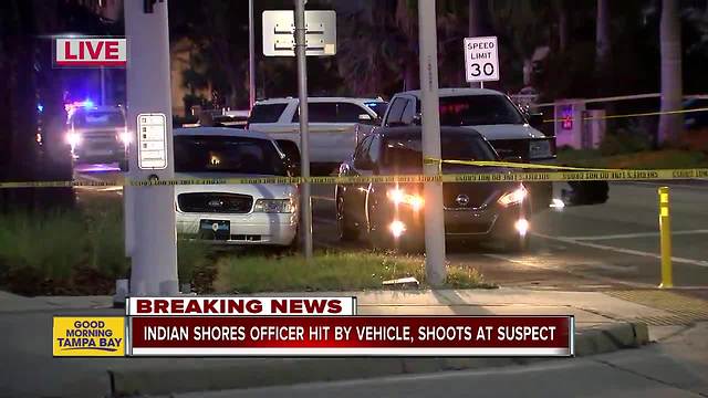 Indian Shores officer hit by vehicle, shoots at suspect